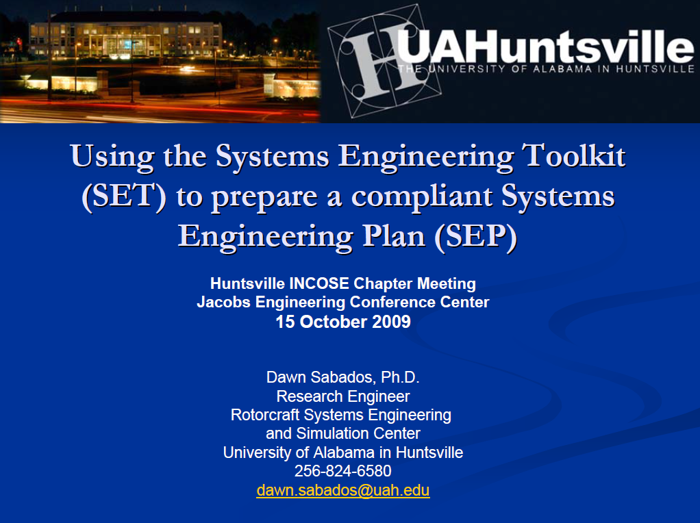 Using the Systems Engineering Toolkit (SET) to prepare a compliant